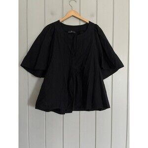 Pomander Place Black Finley Flutter Sleeve Top L Large Short Sleeves Tuckernuck